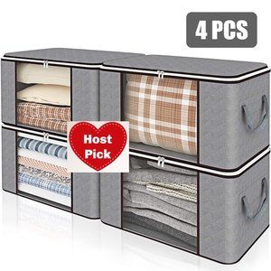 Large Folding Storage Bags (4 Pack)  Anti Dust Clothes Storage Bags